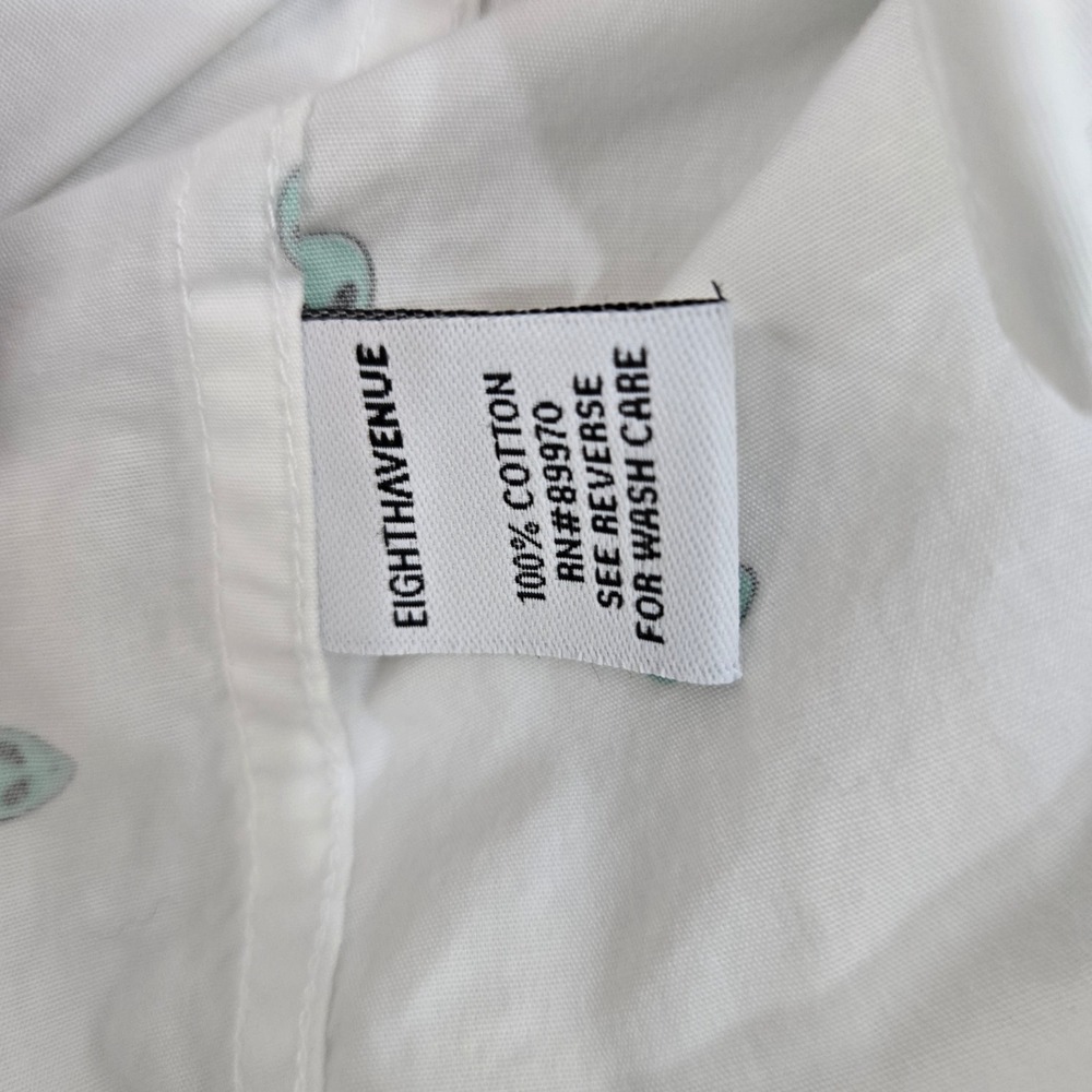 Alien Print Short Sleeve Button Down Shirt White Green Space Theme Top - Picture 8 of 8